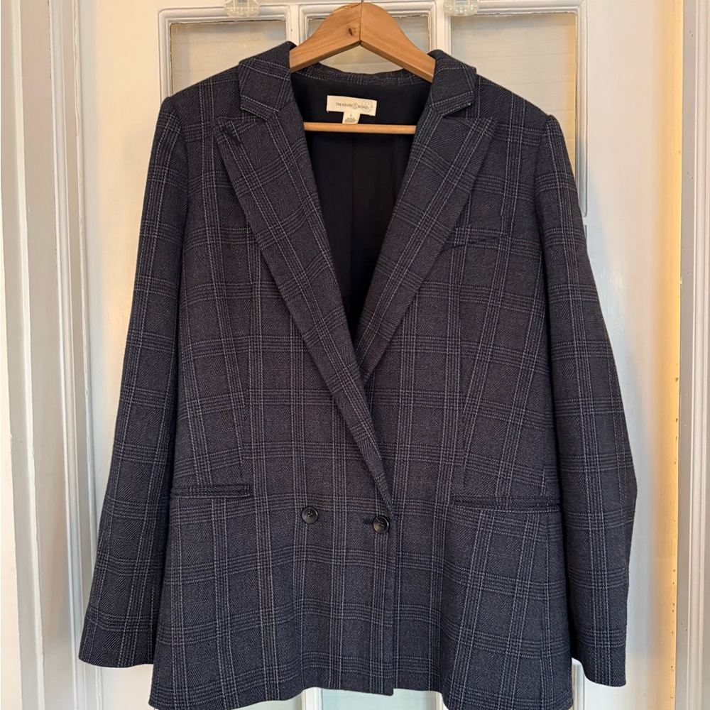Treasure & Bond Women’s Blue Oversized Double Breasted Blazer, L